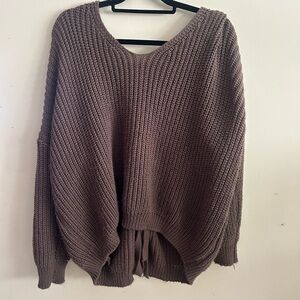 Simple Women's V-Neck Sweater in Dark Green